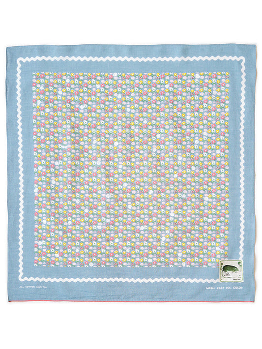 Kapital Fastcolor Selvedge Bandanna (SKULL & FLOWER) - Sax