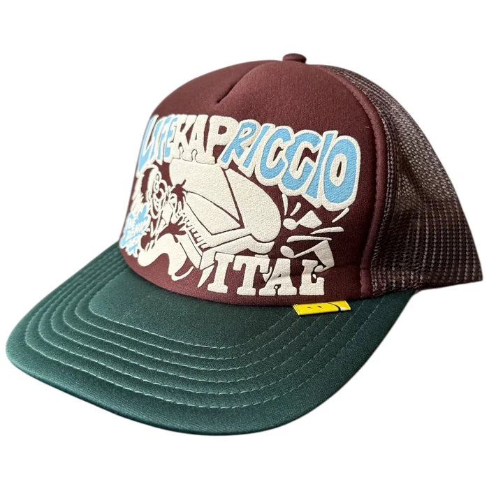 Kapital LIFE KAPRICCIO Track Cap - Brown / Dark Green