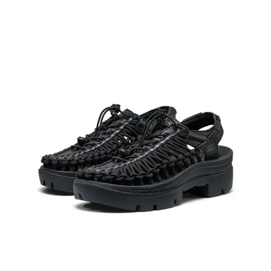 Keen All Gender UNEEK PLT Sneaker - BLACK SMOOTH LEA