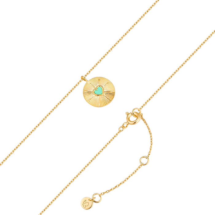 Kette mit Medaillon-Anhänger Herz Türkis (rek.)