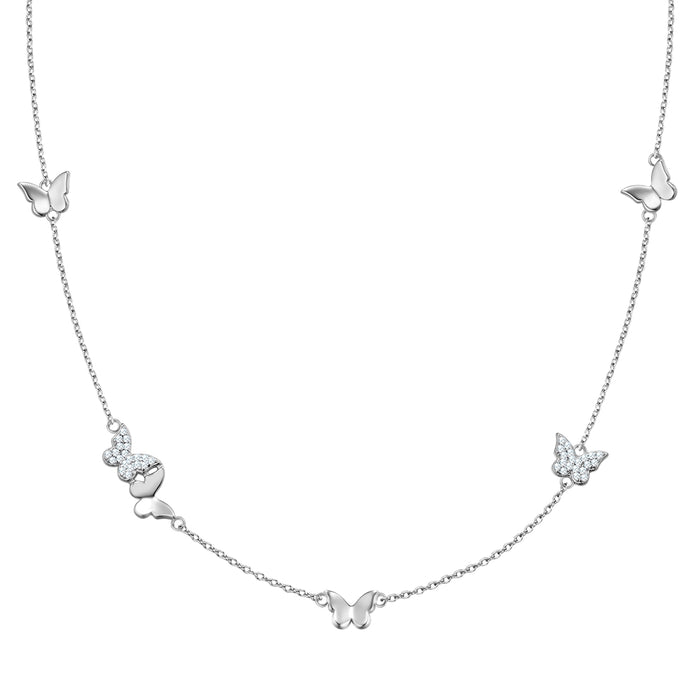 Kette mit Schmetterlings-Anhänger silber Zirkonia