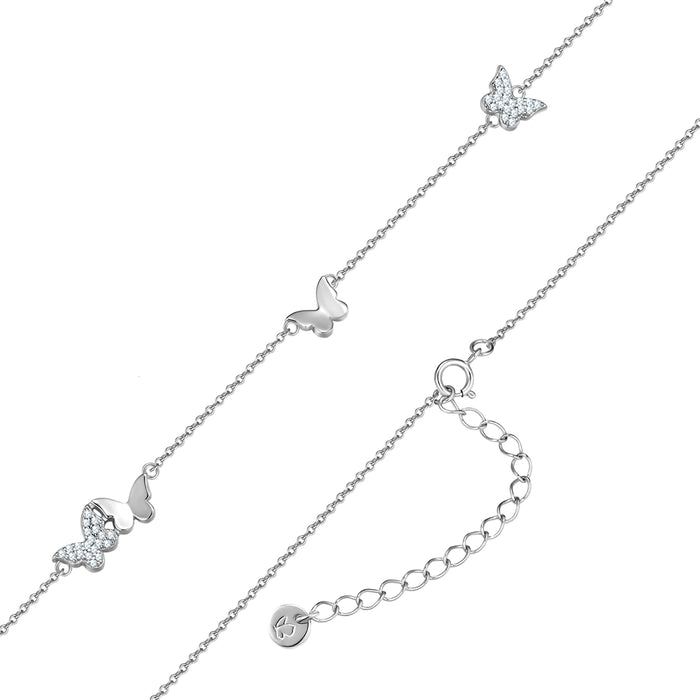 Kette mit Schmetterlings-Anhänger silber Zirkonia