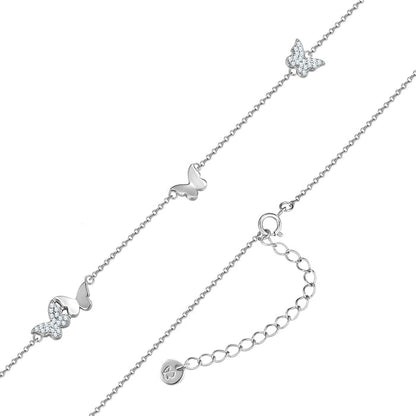 Kette mit Schmetterlings-Anhänger silber Zirkonia