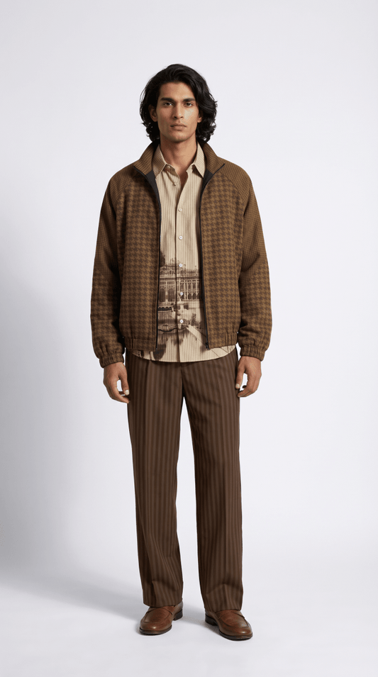 Khaki Check Jacket - Naymish Designs