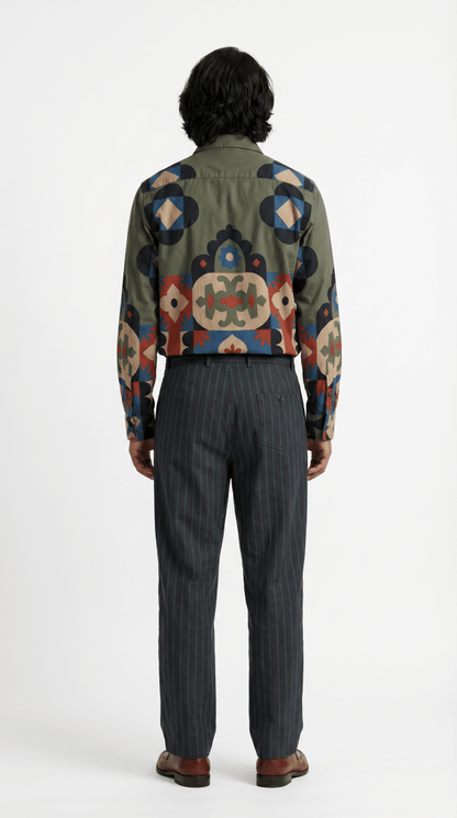 Kilim Shirt Men - Luxury Designer Shirt for Men | Soft Cotton or Pure Linen | Partywear - Naymish Designs
