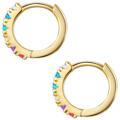 Klappcreolen gold Zirkonia bunt