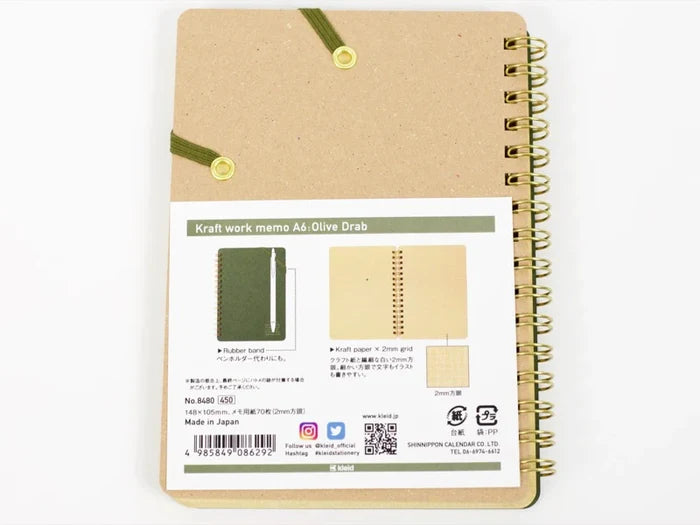 Kleid Stationery Work Memo A6 Notebook - Navy