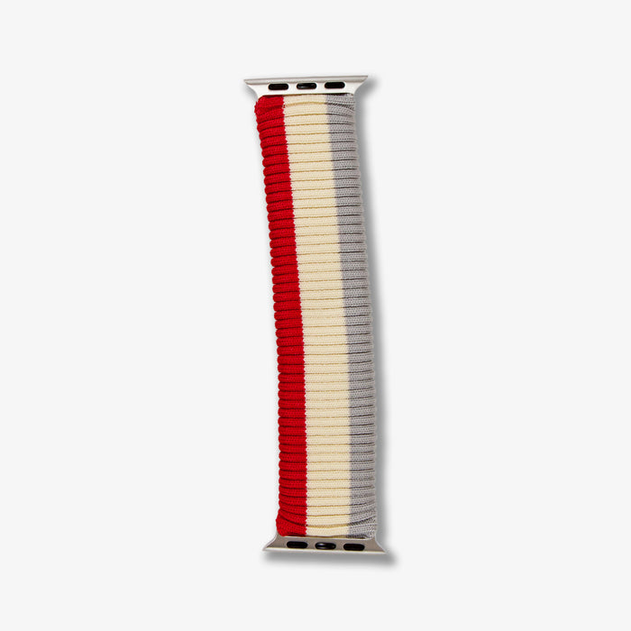 Knit Apple Watch® Band - Red + Grey Stripe