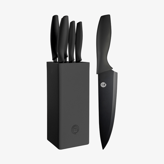 UK MASTERCHEF KNIVES & BLOCK 5PCS KNIFE BLOCKS ESSENTIAL KITCHENWARE