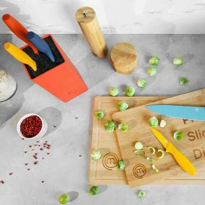 UK MASTERCHEF KNIVES & BLOCK 5PCS KNIFE BLOCKS VIVID KITCHENWARE