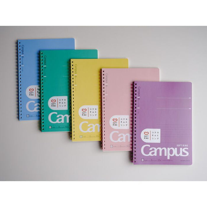 Kokuyo Campus Soft Ring Notebook | A5 - 50 Sheets - 6mm Dotted Line | Pink