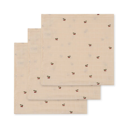 Konges Slojd - Muslin Cloths - Cherry (3 pack) - Mabel & Fox