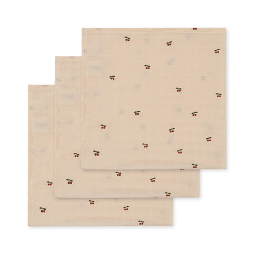 Konges Slojd - Muslin Cloths - Cherry (3 pack) - Mabel & Fox