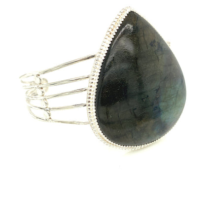 Labradorite gemstone Bangle , Sterling Silver bangle, size 7, Healing Stone jewelry