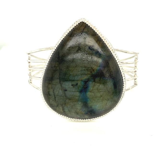 Labradorite gemstone Bangle , Sterling Silver bangle, size 7, Healing Stone jewelry