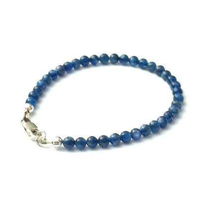 One 7'' Lapis Lazuli gemstone bracelet, 6mm smooth lapis lazuli w/ SS lobster claw