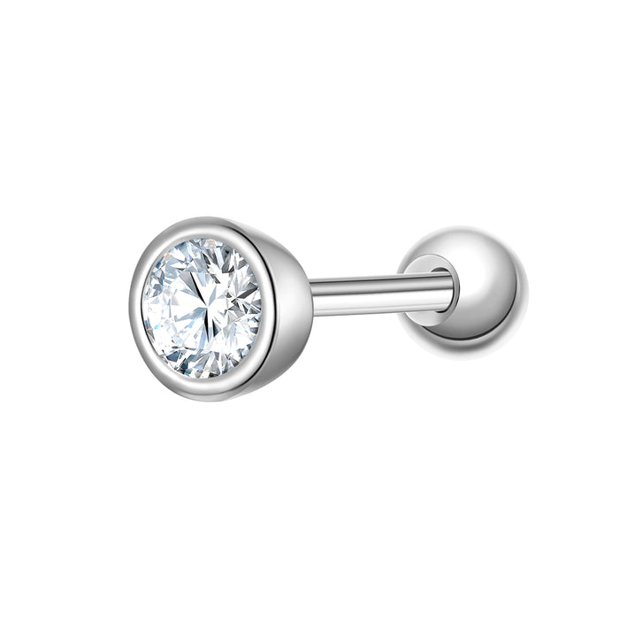 Large Piercing rund silber Zirkonia