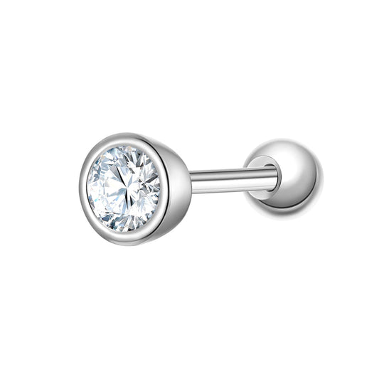 Large Piercing rund silber Zirkonia