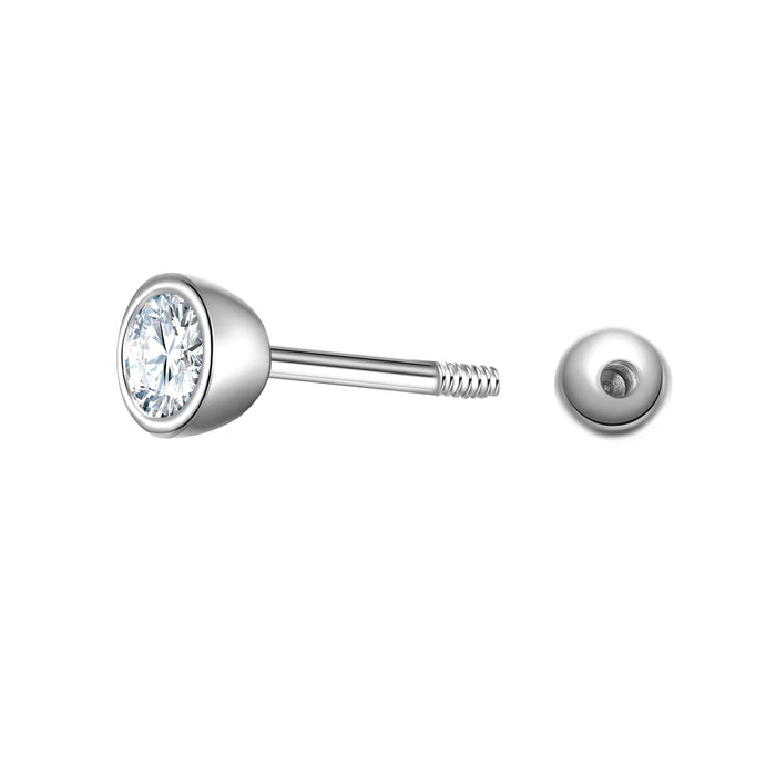 Large Piercing rund silber Zirkonia