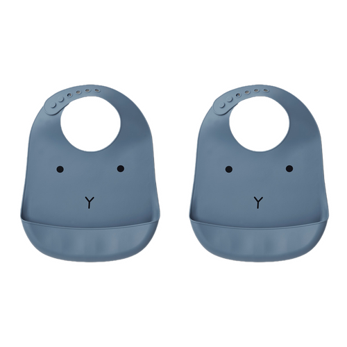 Liewood - Tilda Silicone Bib - Rabbit Blue Wave (2 Pack) - Mabel & Fox