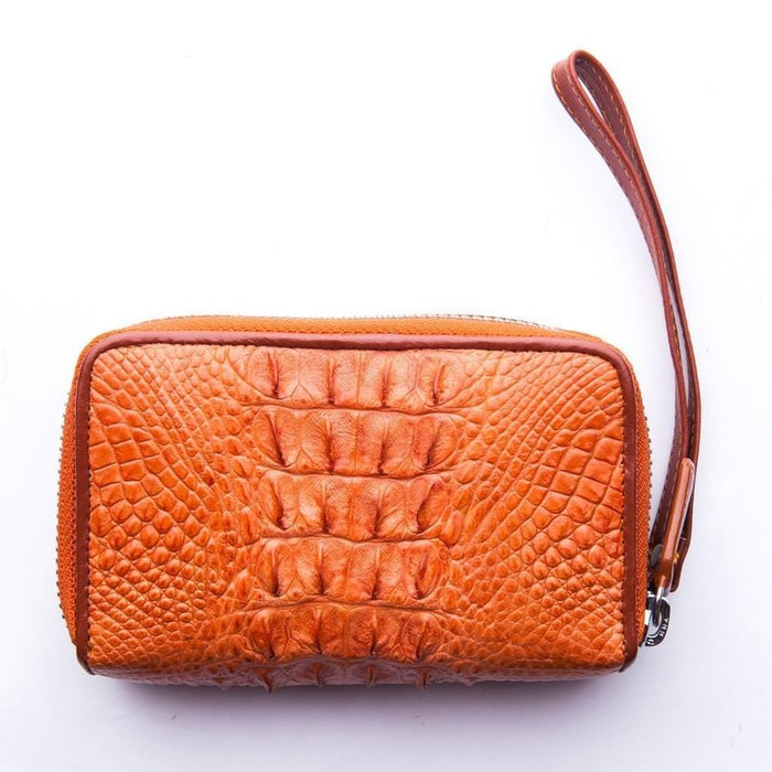 Handcrafted exotic leather wallet with double zipper closure