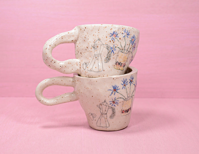 Lil Cafe Bustelo with Flowers - Juice Ceramics