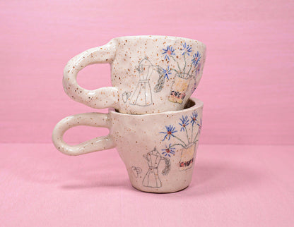 Lil Cafe Bustelo with Flowers - Juice Ceramics