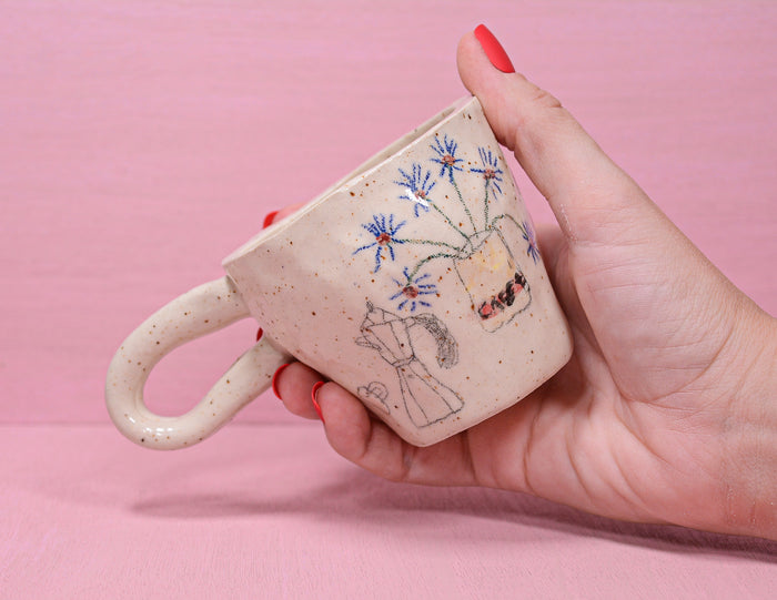 Lil Cafe Bustelo with Flowers - Juice Ceramics