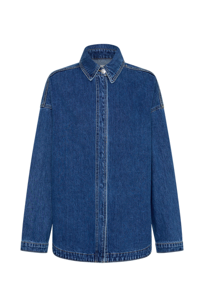 Lioda Oversized Denim Shirt - Dark Blue