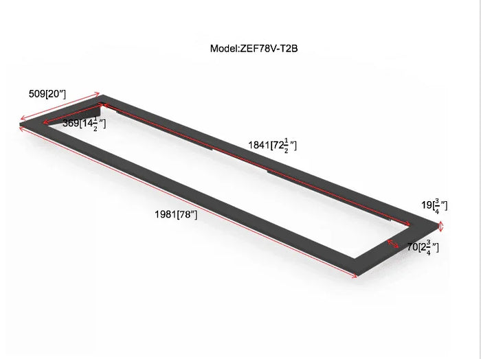Litedeer Homes 78 inch Smart Control Electric Fireplace Trim Kit (Model: ZEF78V-T2B), Black - Litedeer Homes