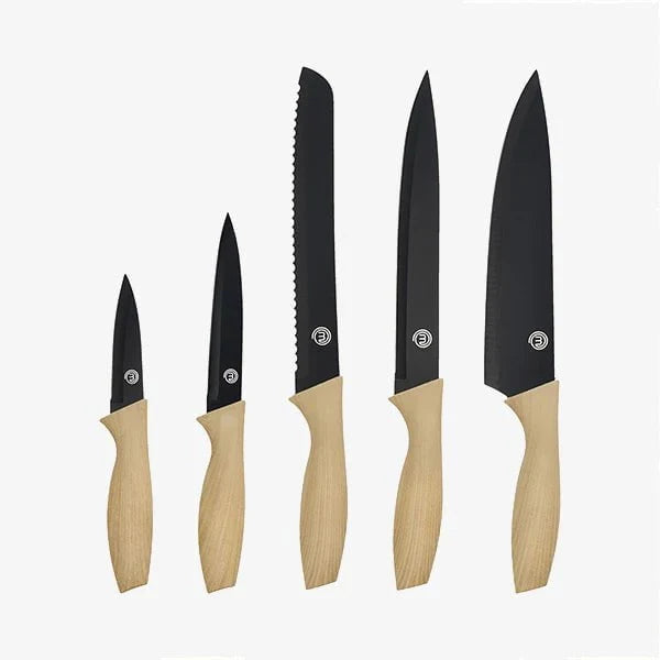UK MASTERCHEF LOGO KNIVES 5PCS KNIFE SETS NATURAL KITCHENWARE