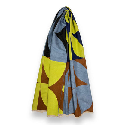London Scarves - Retro print on cashmere blend scarf finished with fringes: Pistacio
