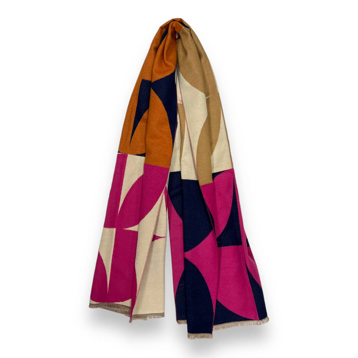 London Scarves - Retro print on cashmere blend scarf finished with fringes: Pistacio