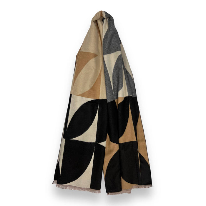 London Scarves - Retro print on cashmere blend scarf finished with fringes: Pistacio
