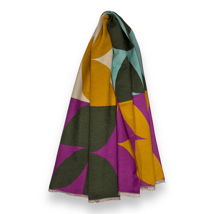 London Scarves - Retro print on cashmere blend scarf finished with fringes: Pistacio