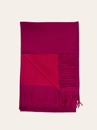 London Scarves - Reversible two tone coloured plain cashmere blend scarf: Denim