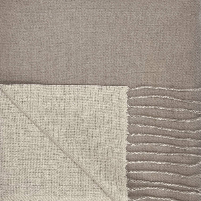 London Scarves - Reversible two tone coloured plain cashmere blend scarf: Khaki