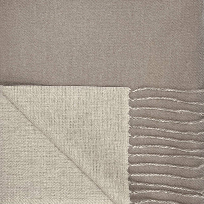 London Scarves - Reversible two tone coloured plain cashmere blend scarf: Khaki