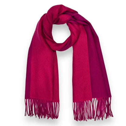 London Scarves - Reversible two tone coloured plain cashmere blend scarf: Oatmeal