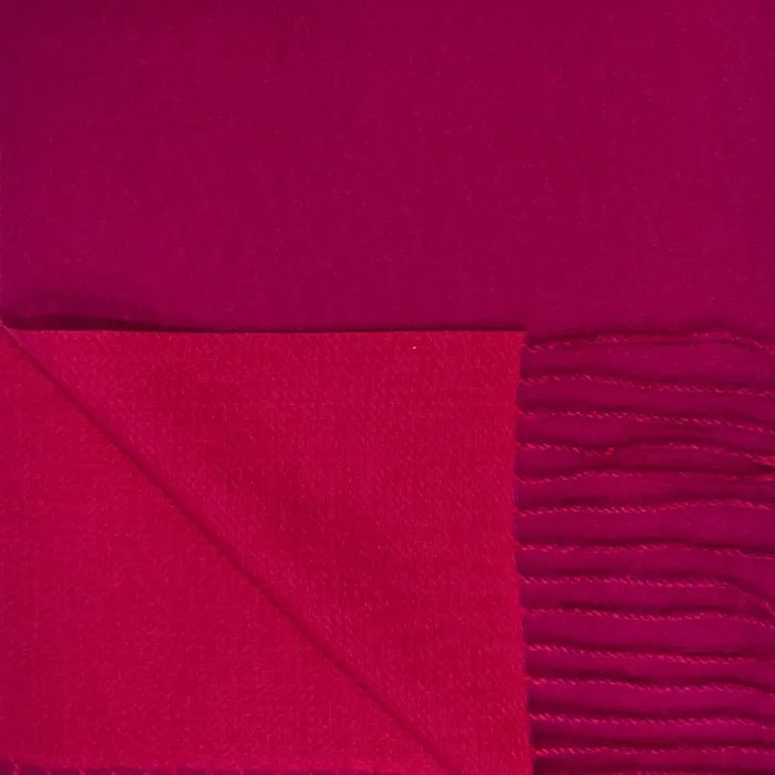 London Scarves - Reversible two tone coloured plain cashmere blend scarf: Oatmeal