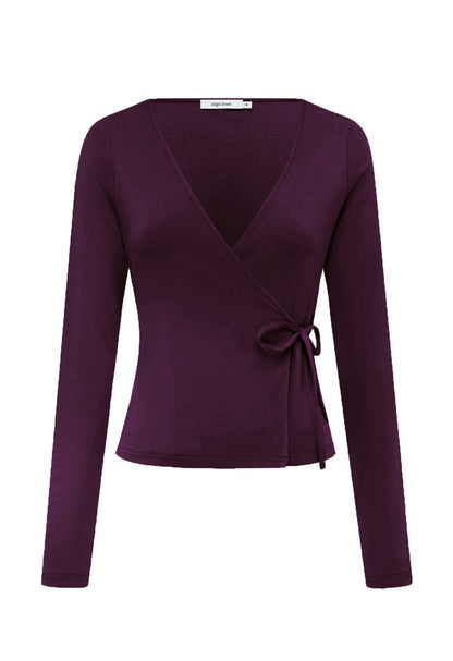 Long Sleeve Wrap Top Aubergine (Original Fit)