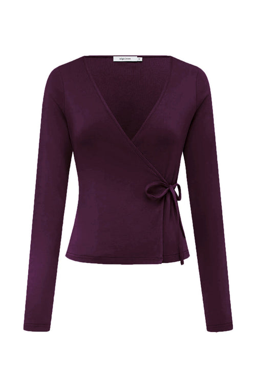 Long Sleeve Wrap Top Aubergine (Original Fit)