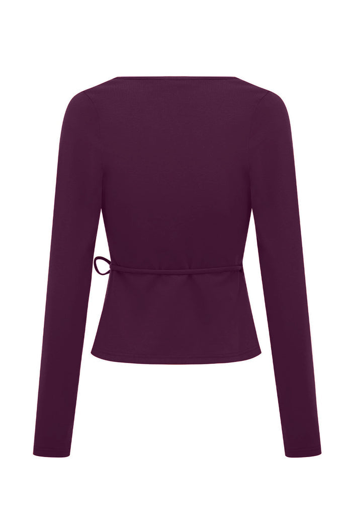 Long Sleeve Wrap Top Aubergine (Original Fit)