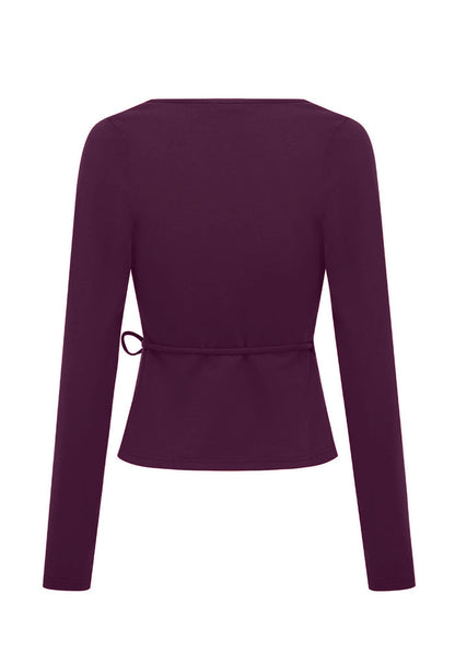 Long Sleeve Wrap Top Aubergine (Original Fit)