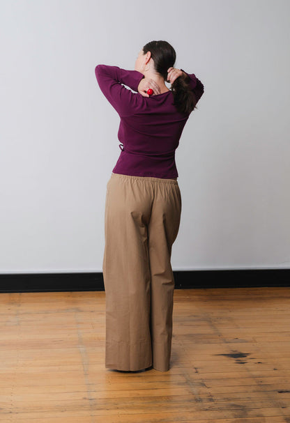Long Sleeve Wrap Top Aubergine