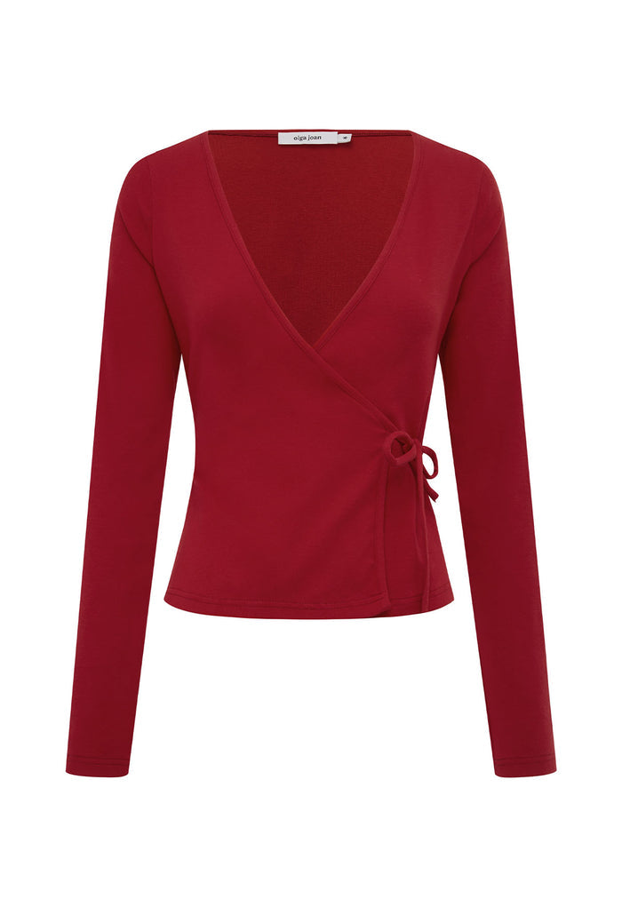 Long Sleeve Wrap Top Vino Rosso (Original Fit)