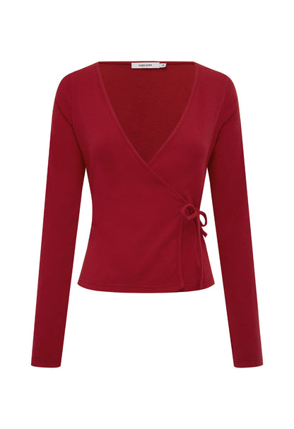 Long Sleeve Wrap Top Vino Rosso (Original Fit)