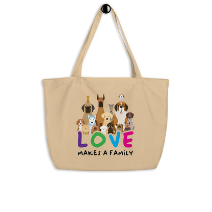 Love Makes a Family Large Organic Tote Bag - Tan