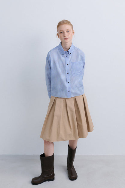 LOW EDGE PLEATED SKIRT - BEIGE