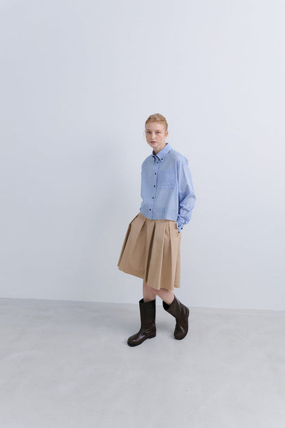 LOW EDGE PLEATED SKIRT - BEIGE